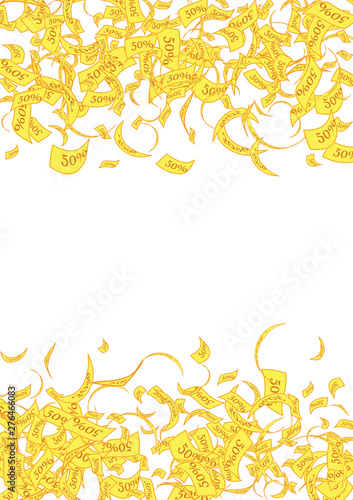Sale 50% Colorful bright confetti isolated on a transparent background. Festive vector illustration