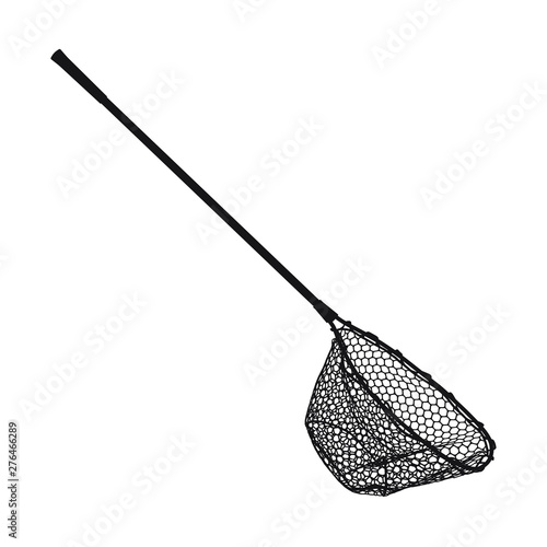 Fishing landing net black simple icon vector