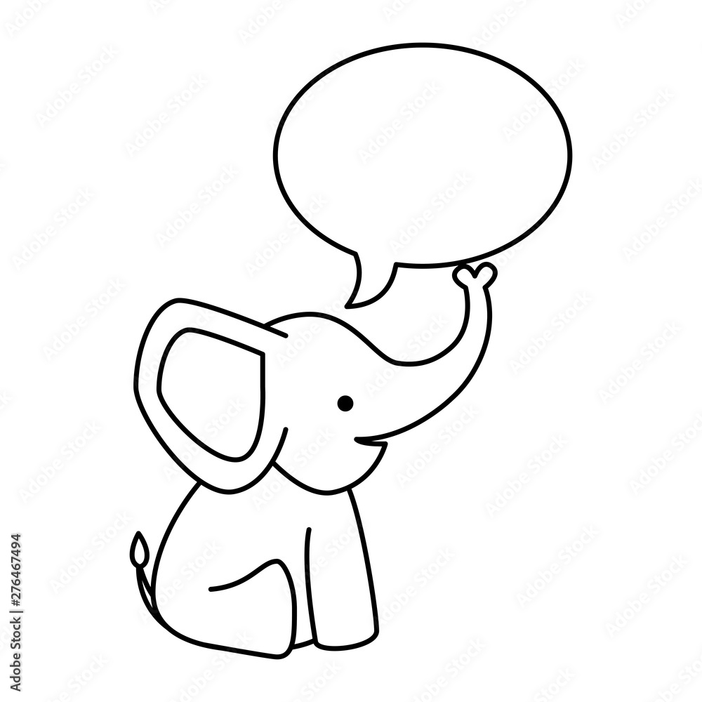 cute little elephant with speech bubble cute little elephant with speech bubble