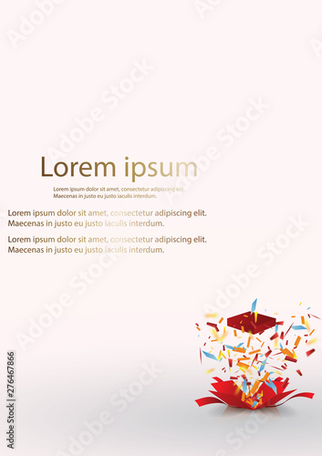 Open Red Gift Box and Confetti. Enter to Win Prizes. Vector Illustration.EPS 10.