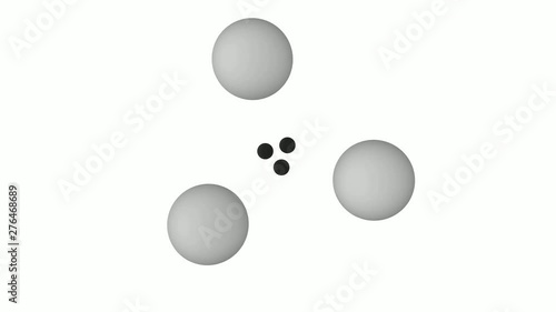 3D animation of rotation of gold and silver drops on a black background. photo