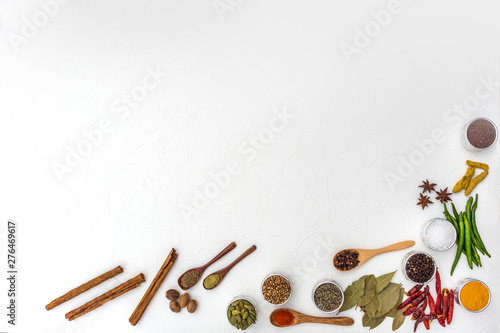 Photography インド料理のスパイス集合写真　Spice India dish of the curry