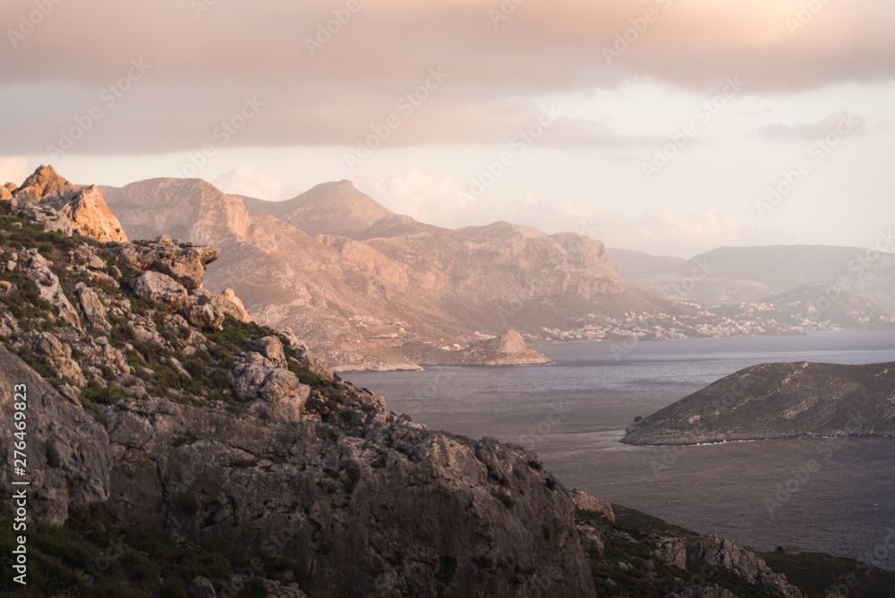 Lanscape view over the Aegean Sea in Kalymnos, Greece