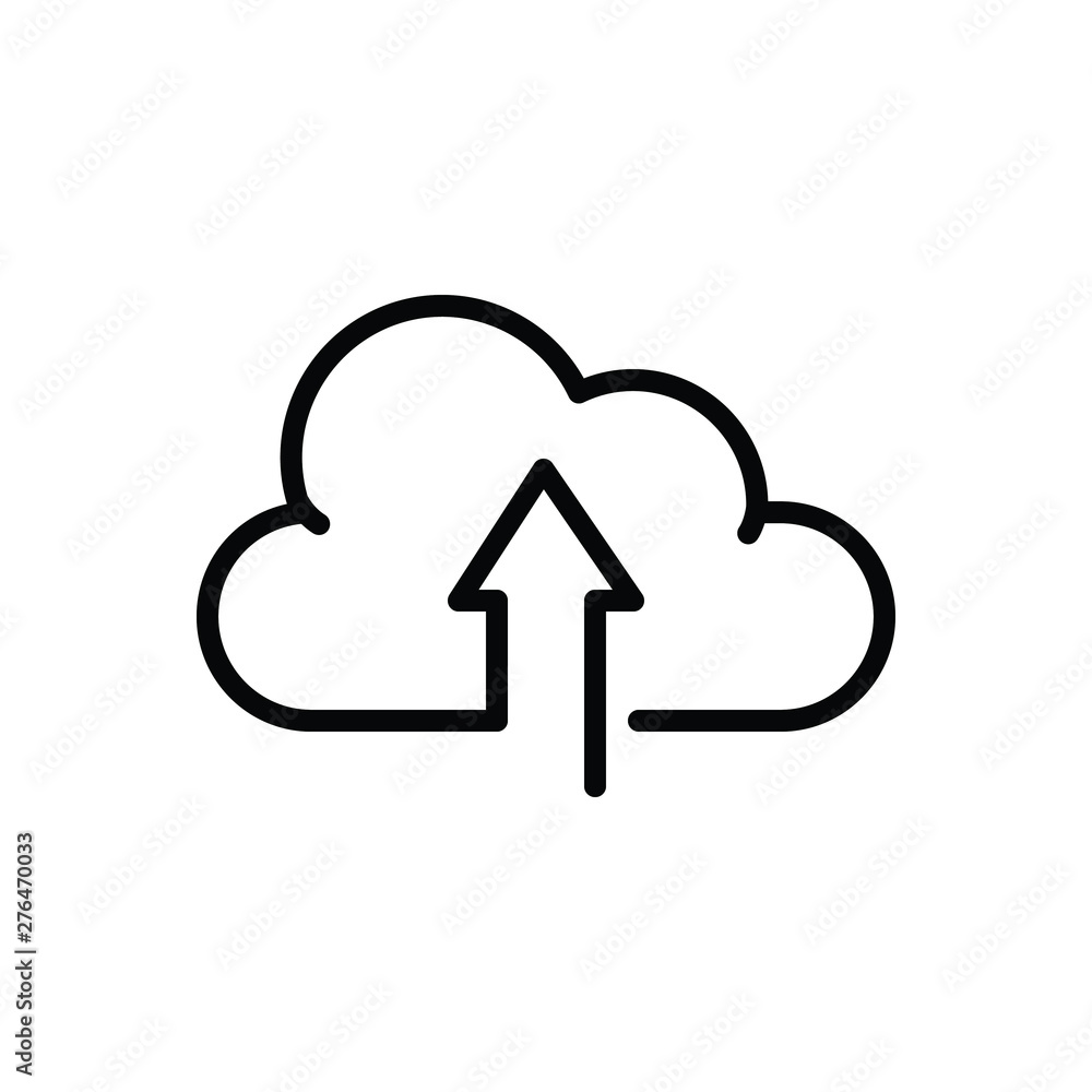 Black line icon for upload to cloud Black line icon for upload to cloud