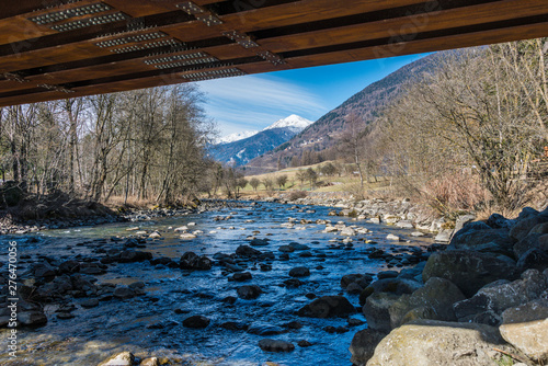 background, summer, stone, outdoor, forest, sky, rock, view, water, nature, italy, sun valley, italian alps, bridge, river, stones, noce, peaks, iron bridge, under the bridge, pellizzano, termenago, o photo