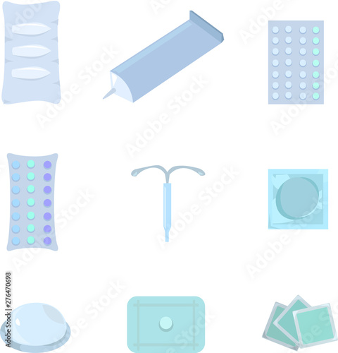 Set of contraceptives. Women's and men's health. Medicines.