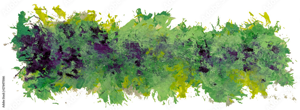 Hand drawn isolated spots acrylic paintbrush stripe with dirty green color, EPS 10 vector illustration.