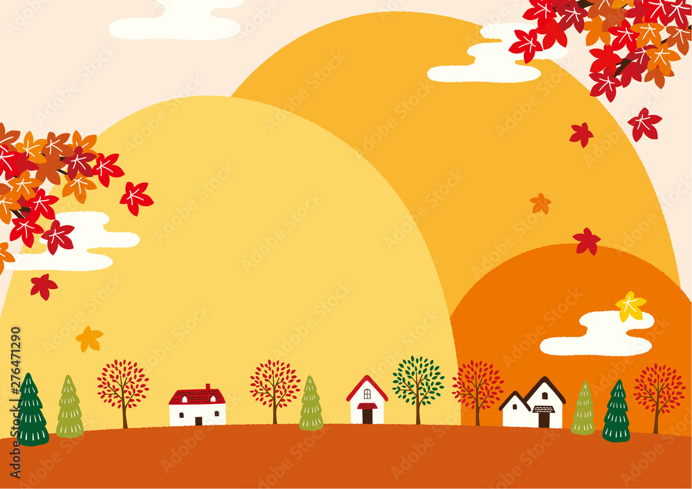 紅葉と秋の山 街並 イラスト Stock Vector Adobe Stock 紅葉と秋の山 街並 イラスト Stock Vector Adobe Stock
