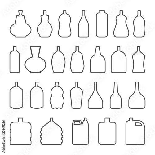 Bottle   flask   vase   icon set line