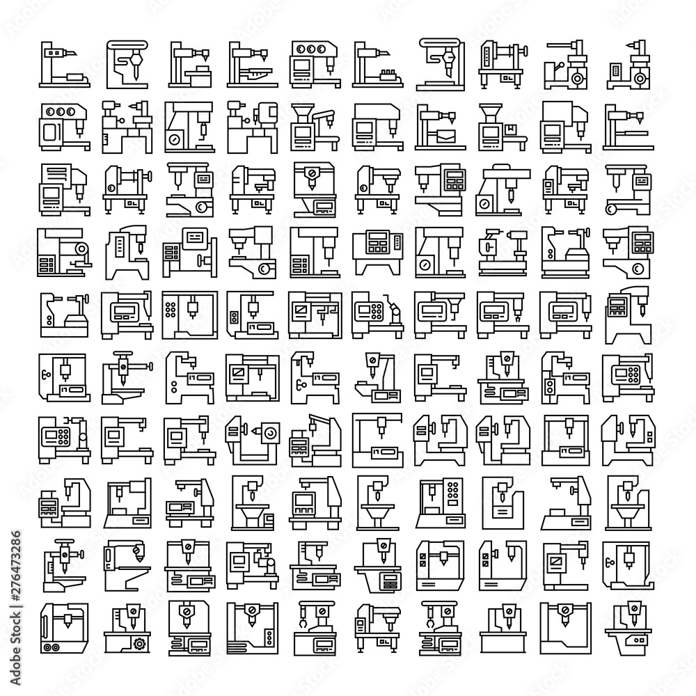 big set of factory machine, automatic industrial machine line icons big set of factory machine, automatic industrial machine line icons