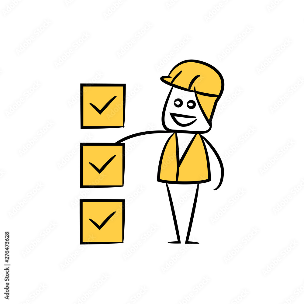 engineer and check marks, doodle stick figure design engineer and check marks, doodle stick figure design