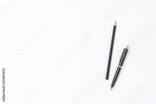 Elegant pen and pencil isolated on white background