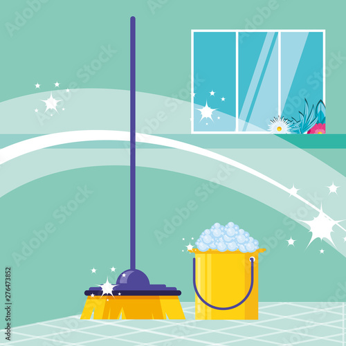 housekeeping tools with set icons