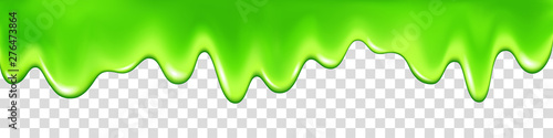 Green slime drip isolated on transparent background.