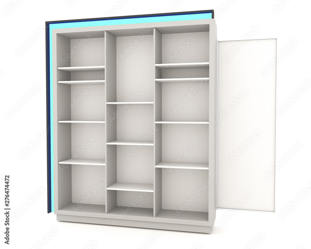 Color white shelves design with blue light Color white shelves design with blue light