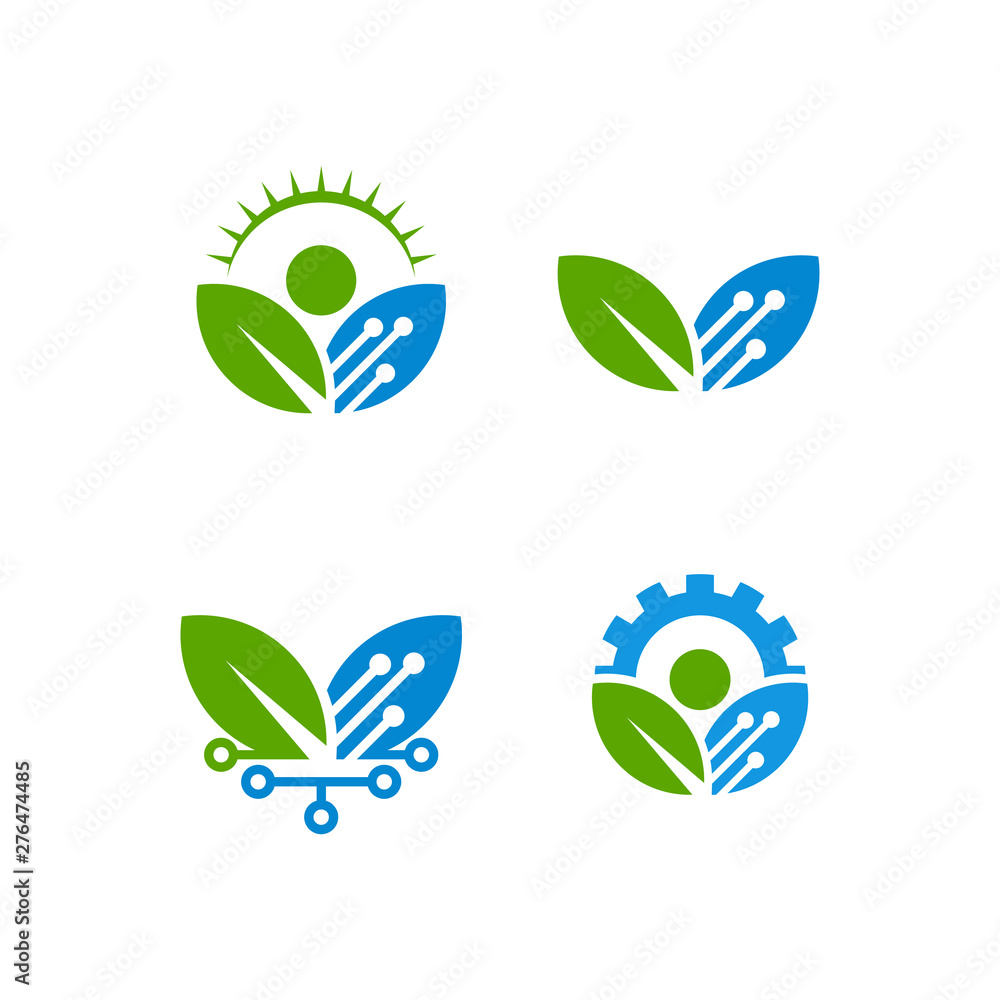 green tech logo template icon design vector illustration