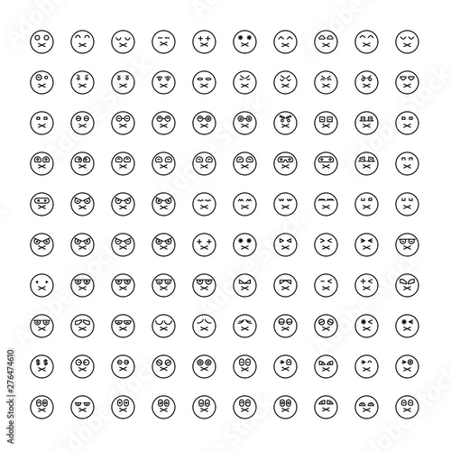 emoticon icons circle face set line