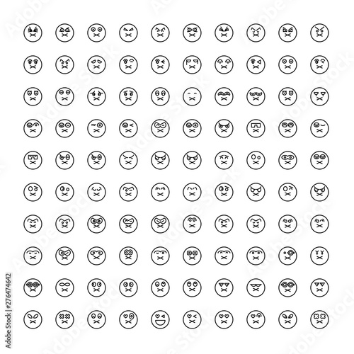 emoticon icons circle face set line
