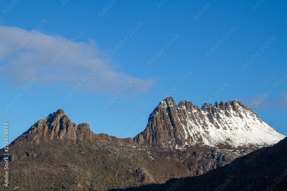 view of mountains, with blue sky view of mountains, with blue sky