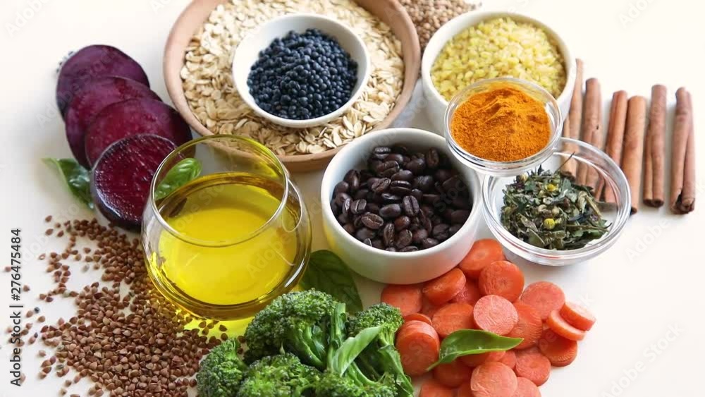Liver detox diet food concept . Foods for healthy liver. Health foods high in antioxidants and fiber. Top view Liver detox diet food concept . Foods for healthy liver. Health foods high in antioxidants and fiber. Top view