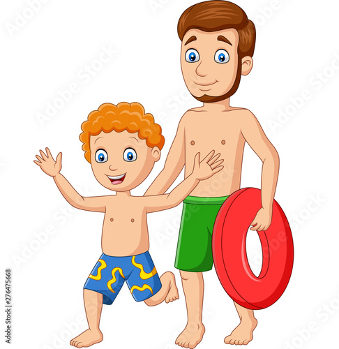 Happy father and son summer vacation