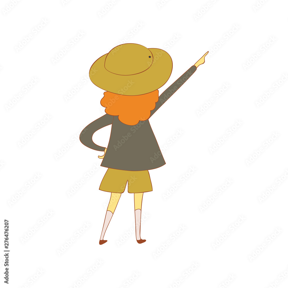 Girl stingrays a finger in the distance. Vector illustration on white background. Girl stingrays a finger in the distance. Vector illustration on white background.