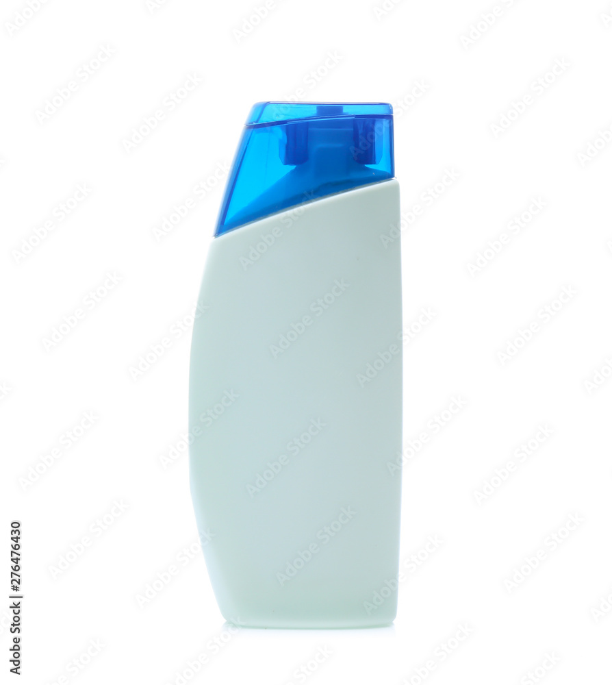 white Plastic bottle of shampoo isolated on white background white Plastic bottle of shampoo isolated on white background