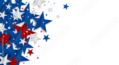 Paper star on white background with copy space Independence day and Holiday banner vector illustration