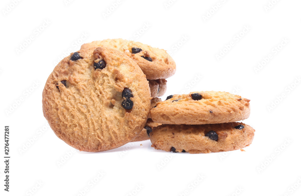 Chocolate chip cookies isolated on white background. Sweet biscuits Chocolate chip cookies isolated on white background. Sweet biscuits