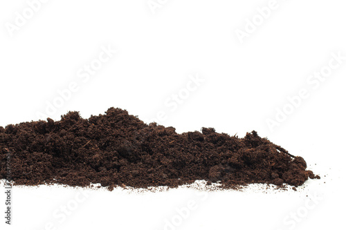 pile of soil isolated on white background - Image .