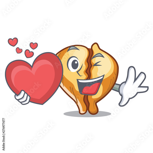 With heart tortellini is served in cartoon board