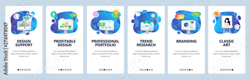 Website and mobile app onboarding screens vector template