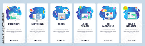Website and mobile app onboarding screens vector template