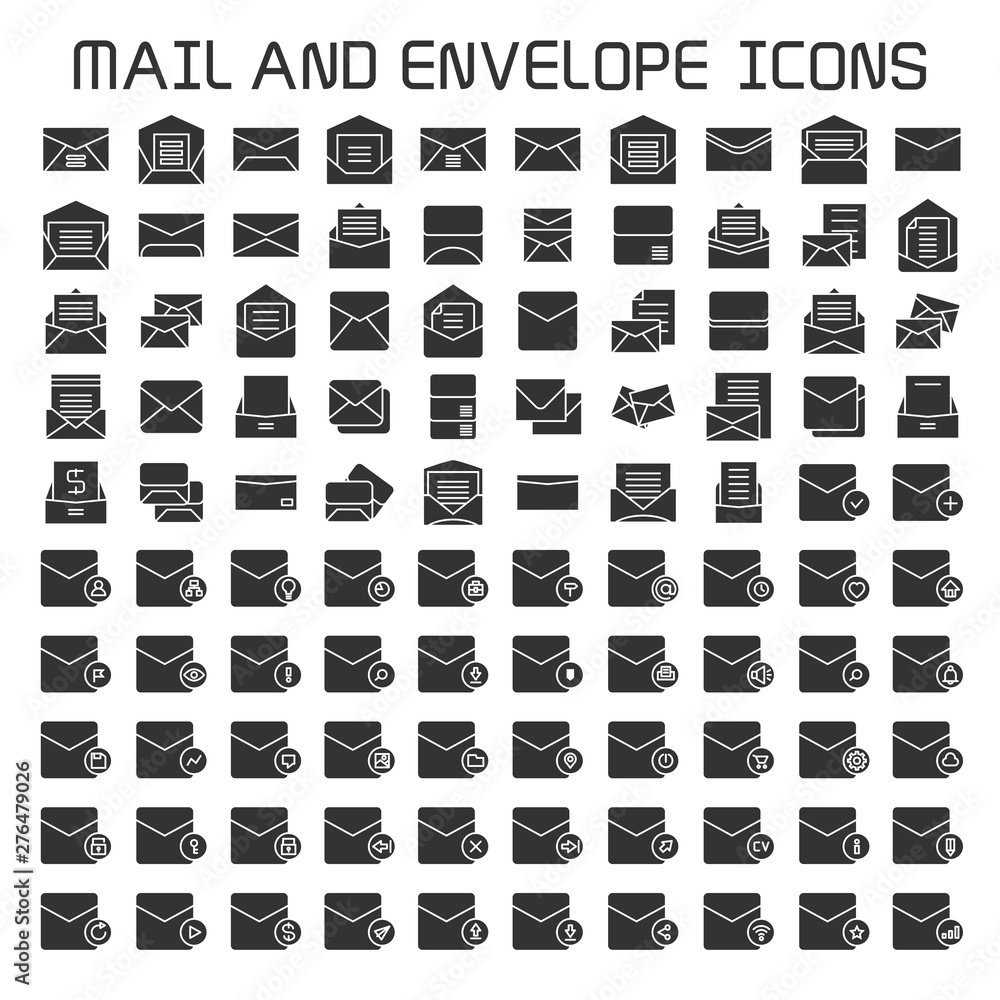 vector set of mail, email and envelope icons vector set of mail, email and envelope icons