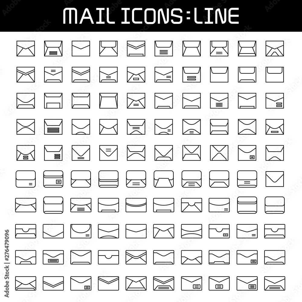 big set of mail, email and envelope icons line design big set of mail, email and envelope icons line design