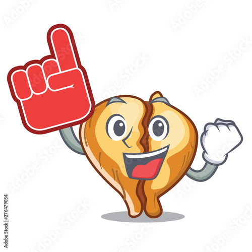 Foam finger tortellini in the a character bowl