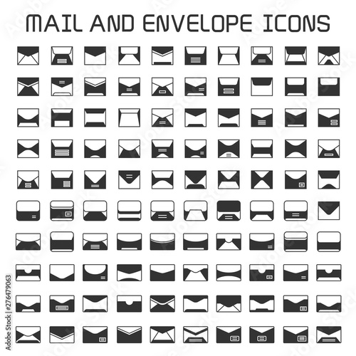mail, email  and envelope icons set