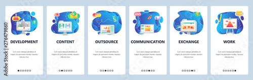 Website and mobile app onboarding screens vector template