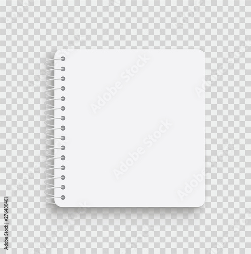 Realistic vector notebook on transparent background. Front view. - stock vector.