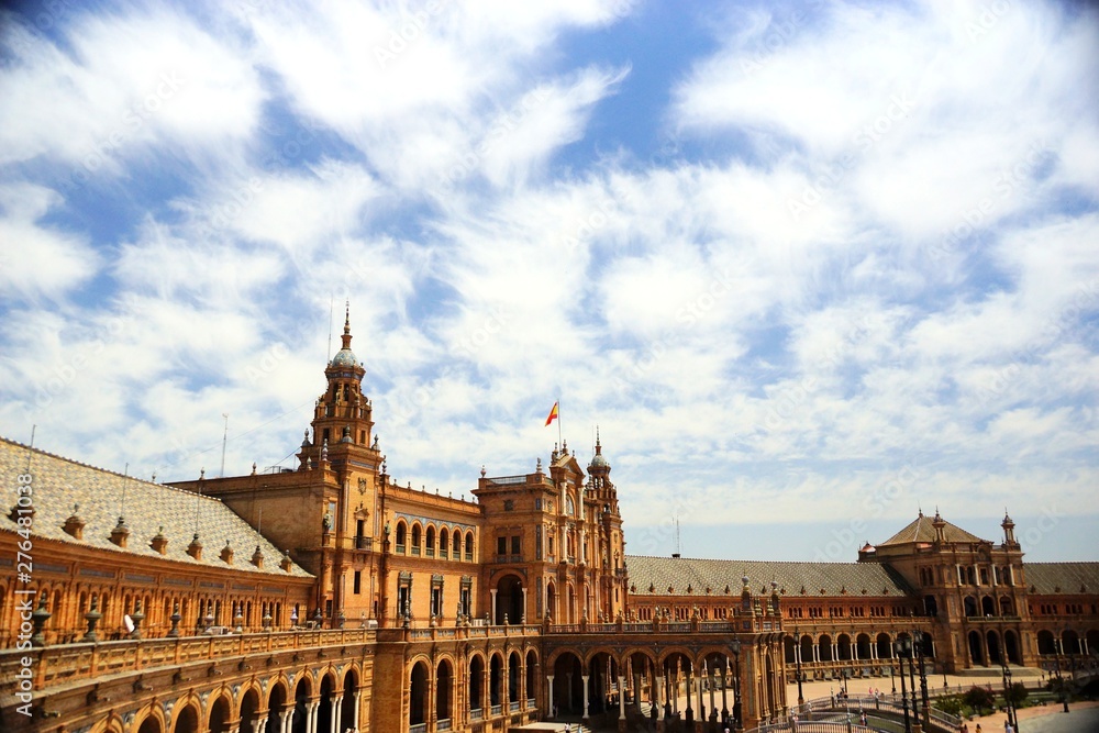 Plaza Espana on summer day. Seville (Sevilla), Andalusia, Southern Spain.