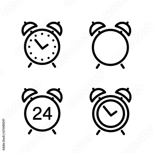 Alarm clock icon. Line style - stock vector.