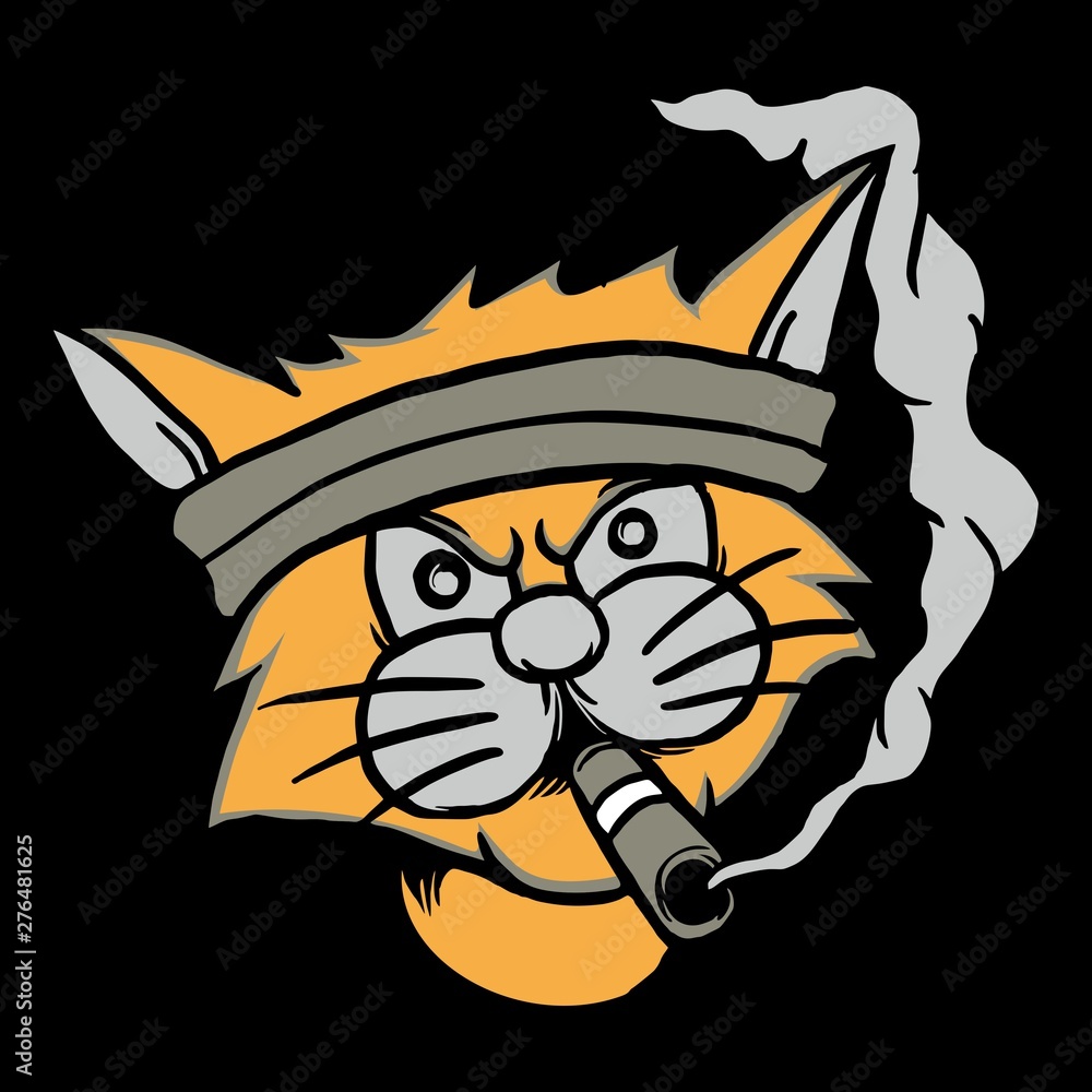 head cat smoking .vector hand drawing,Shirt designs, biker, disk jockey, gentleman, barber and many others.isolated and easy to edit. Vector Illustration - Vector head cat smoking .vector hand drawing,Shirt designs, biker, disk jockey, gentleman, barber and many others.isolated and easy to edit. Vector Illustration - Vector