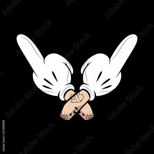 cartoon Hand, middle finger.symbol. Vintage sketch