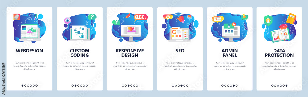 Website and mobile app onboarding screens vector template