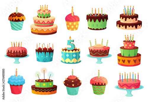 Obraz na płótnie Cartoon birthday party cakes