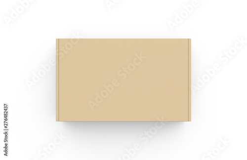 Craft cardboard box container with clear white label © devrawat21