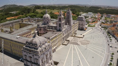Mafra city in Portugal, Europe, medieval castle and village, 4k aerial view