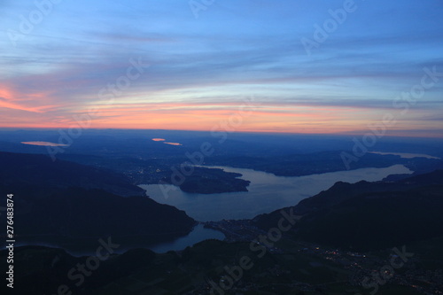 Sunset view from Mount Stanserhorn, Switzerland.