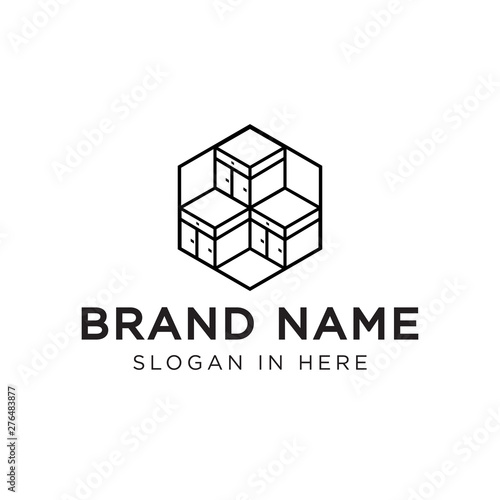 cabinet block logo template vector design illustration