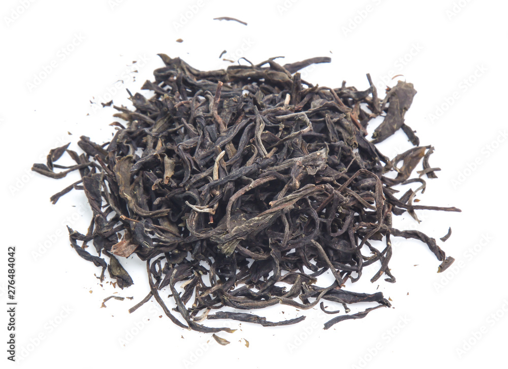 Dry tea leaves isolated on white background.top view Dry tea leaves isolated on white background.top view
